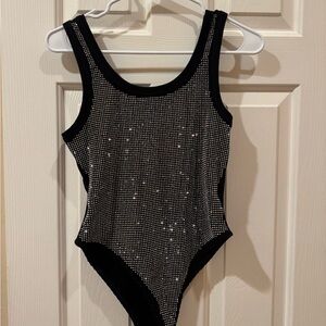 Black rhinestone bodysuit.